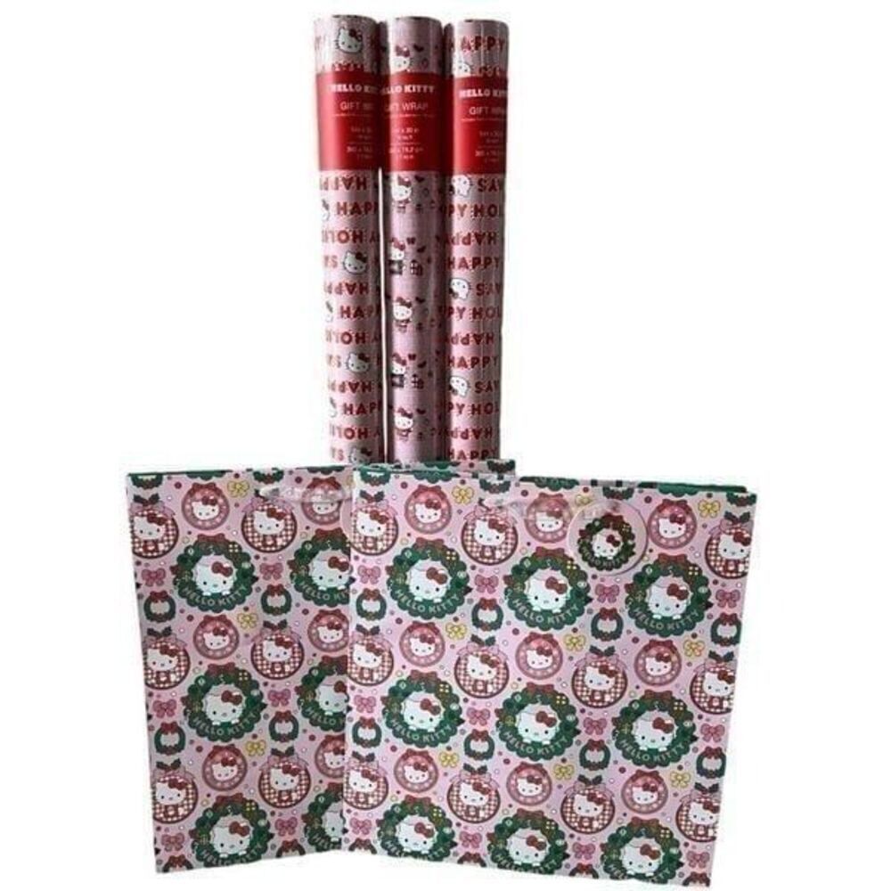Hello‎ Kitty Happy Holiday's Pink Wrapping Paper Set
